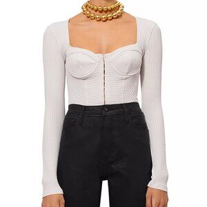 JONATHAN SIMKHAI Zoella Ribbed Crop Top Size S - Cream